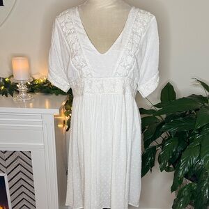 Altar'd State White Textured Midi Dress